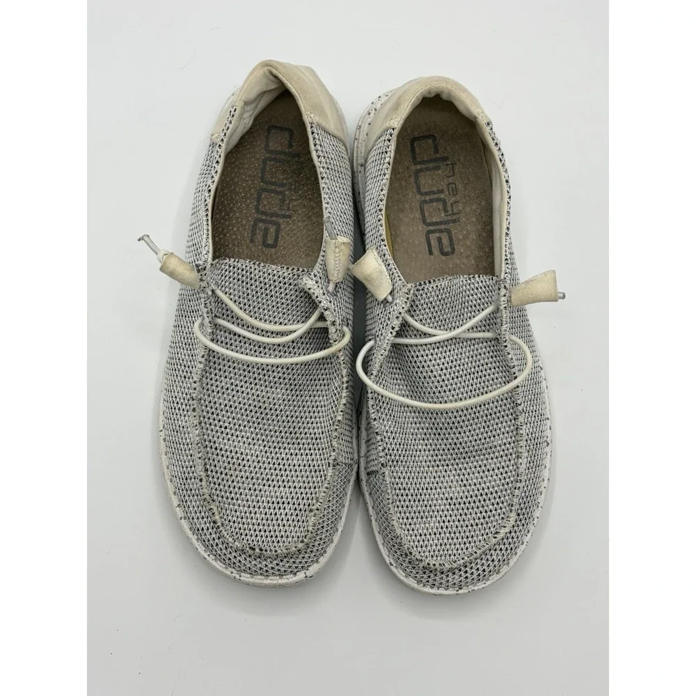 Hey Dude Wendy Shoes Womens Size 9 Gray Sox Stone White Slip On Comfort Casual